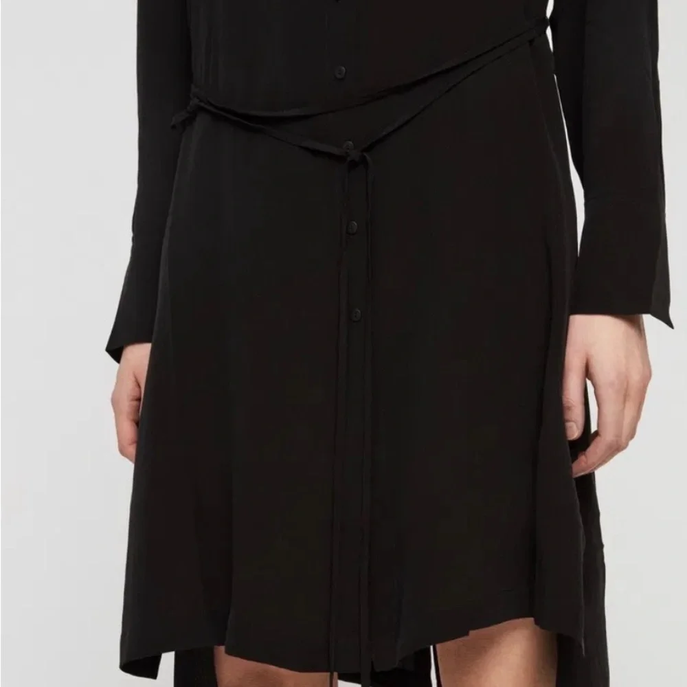 ALLSAINTS Black Anya Long Sleeve Button Down Dress